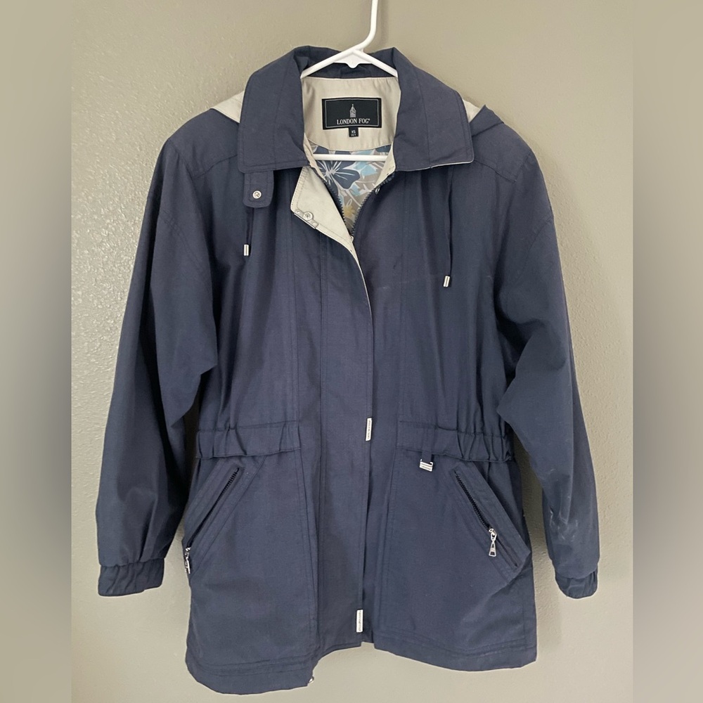 London Fog Navy Blue and Beige Marlo Jacket Size XSP